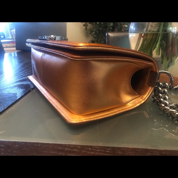 Chanel 14S Orange Metallic Patent Leather Boy - Picture 6 of 11